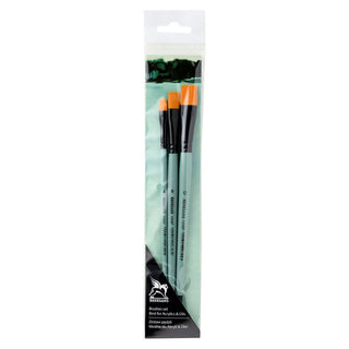 Set of 3 flat brushes for acrylic and oil paint