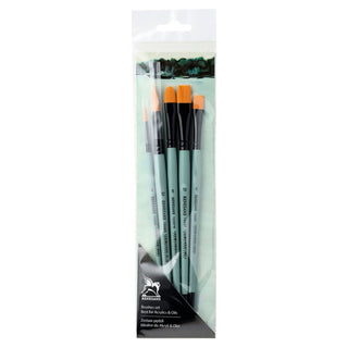 Universal Set of 5 different synthetic brushes for acrylic and oil paint