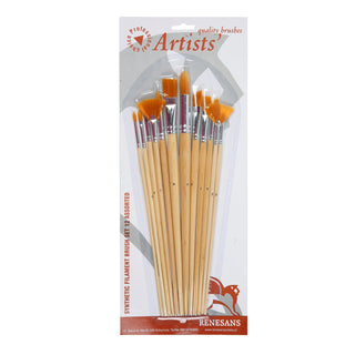 Set of 12 synthetic brushes of varying shapes brushes
