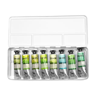 Watercolor in tubes , metal case (Green shades) - 8 pcs, 15ml