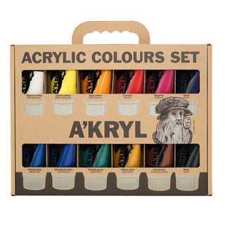 Set of A’kryl 12 assorted colours (12 X 100ml)